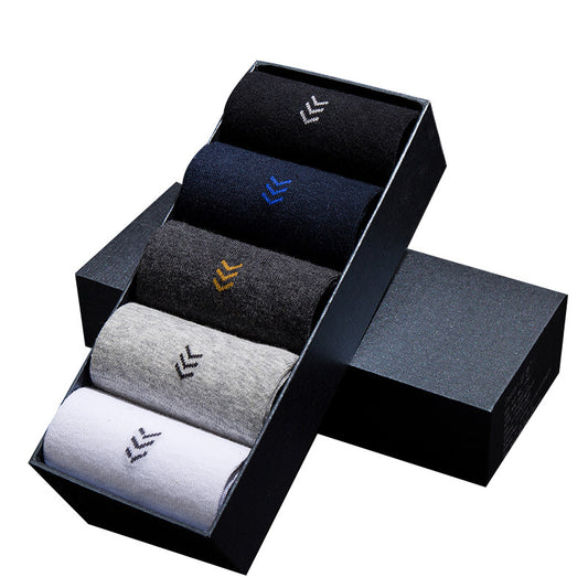 Fünf Paar Hochwertige Baumwollsocken – Unifarben, mittellang